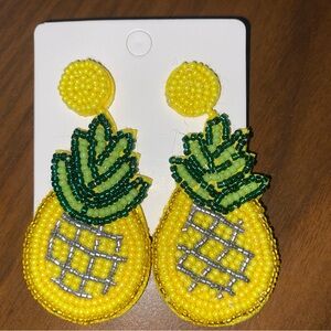 Cute pineapple rice bead earrings NWT